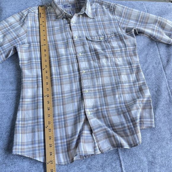 Back Bay Rowing Co. Shirt Mens Large Plaid Button Up Long Sleeve Blue Brown - Picture 7 of 10